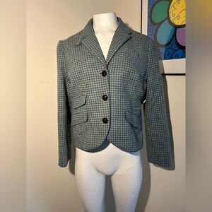 LL Bean Vintage Women's Houndstooth Wool Blend Lined Blazer Size 12P